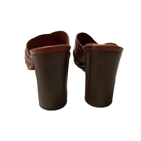 COLE HAAN HEELS Vintage Oxblood Red Leather Woven Slides Mules 90's Size 9 - Picture 6 of 9